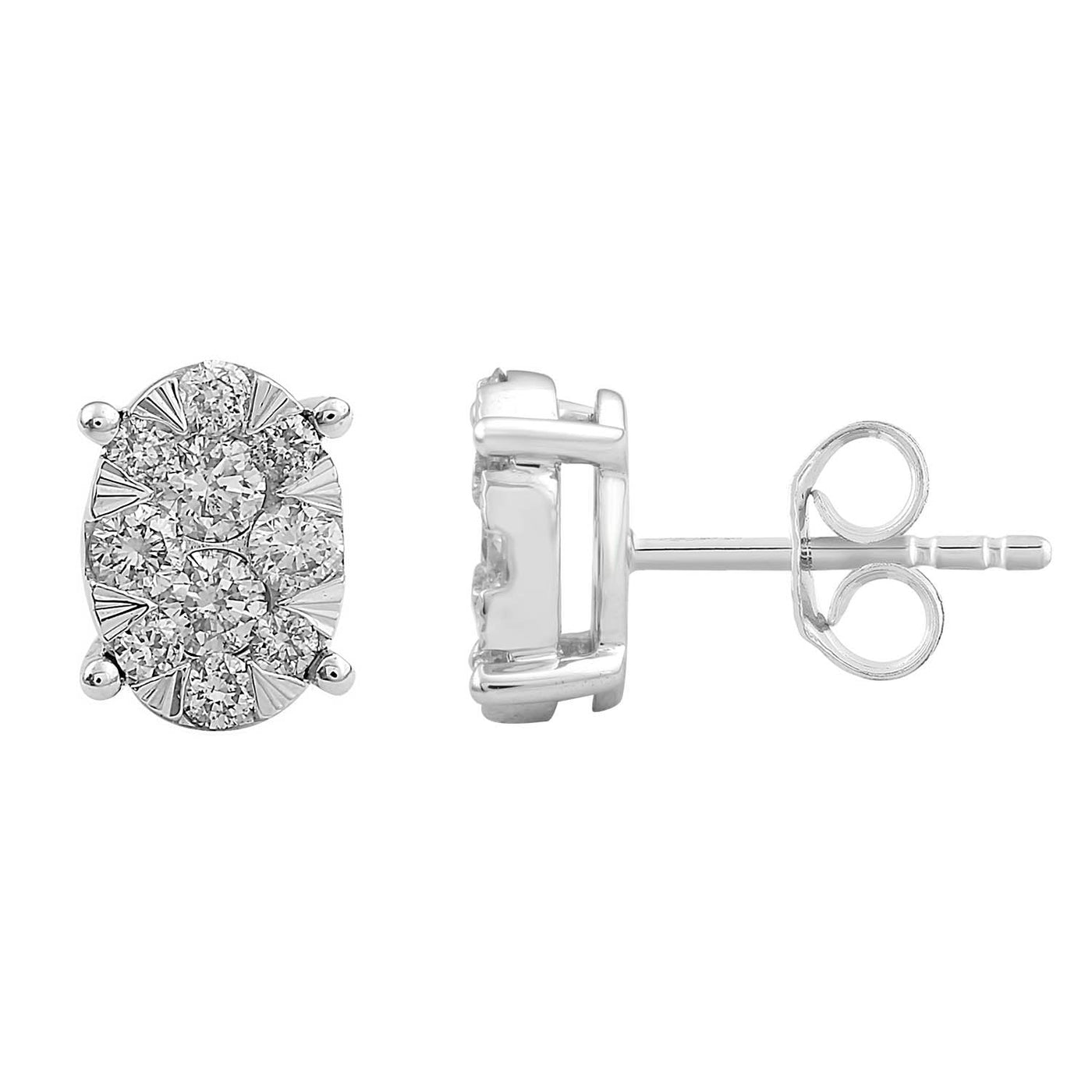 Boucles d'oreilles à tige avec diamants de 0,50 ct en or blanc 9 carats