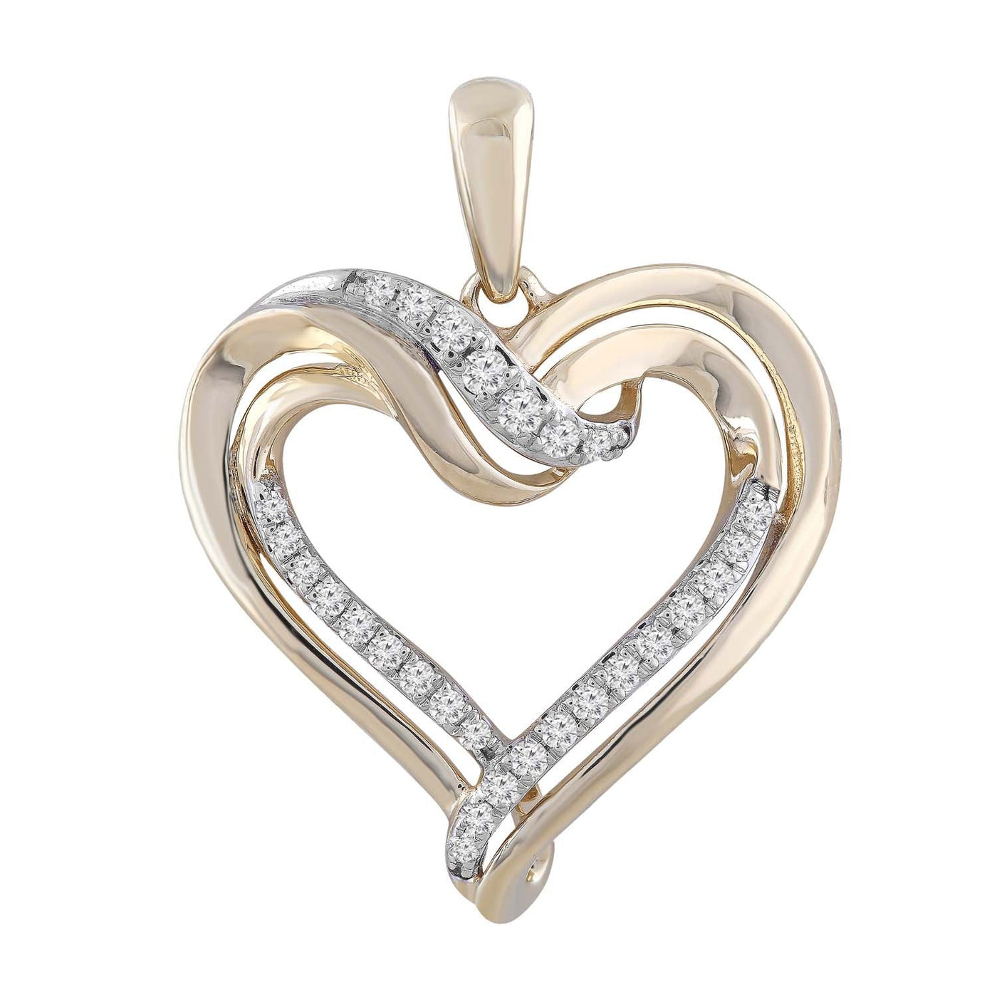 Ciondolo a cuore con diamante da 0,15 ct in oro giallo 9K