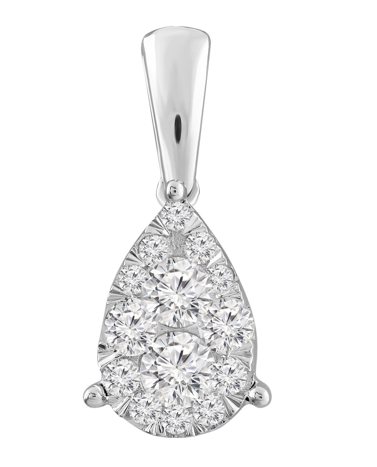 Collana e pendente con diamanti da 0,50 ct in oro bianco 9K