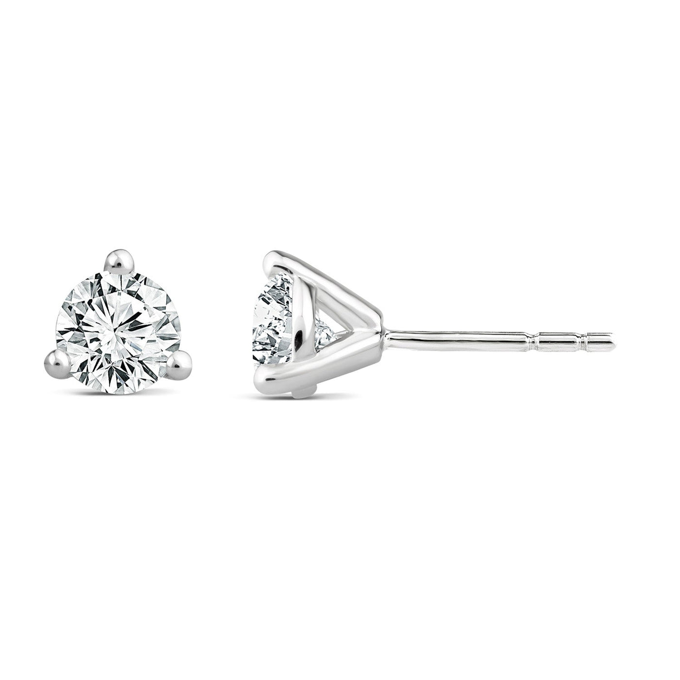 Clous d'oreilles en or blanc 18 carats avec diamants de 1,00 ct cultivés en laboratoire