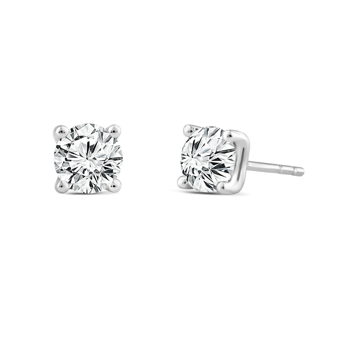 Boucles d'oreilles à tige en or blanc 18 carats avec diamants cultivés en laboratoire de 1,00 ct