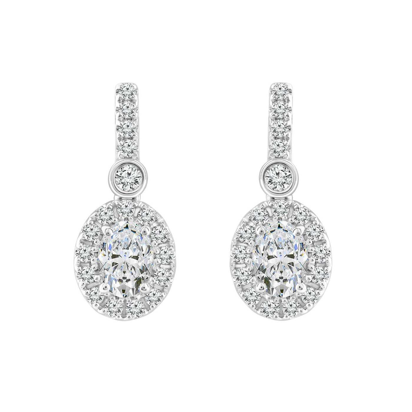 Boucles d'oreilles pendantes en or blanc 18 carats avec diamants cultivés en laboratoire de 1,45 ct