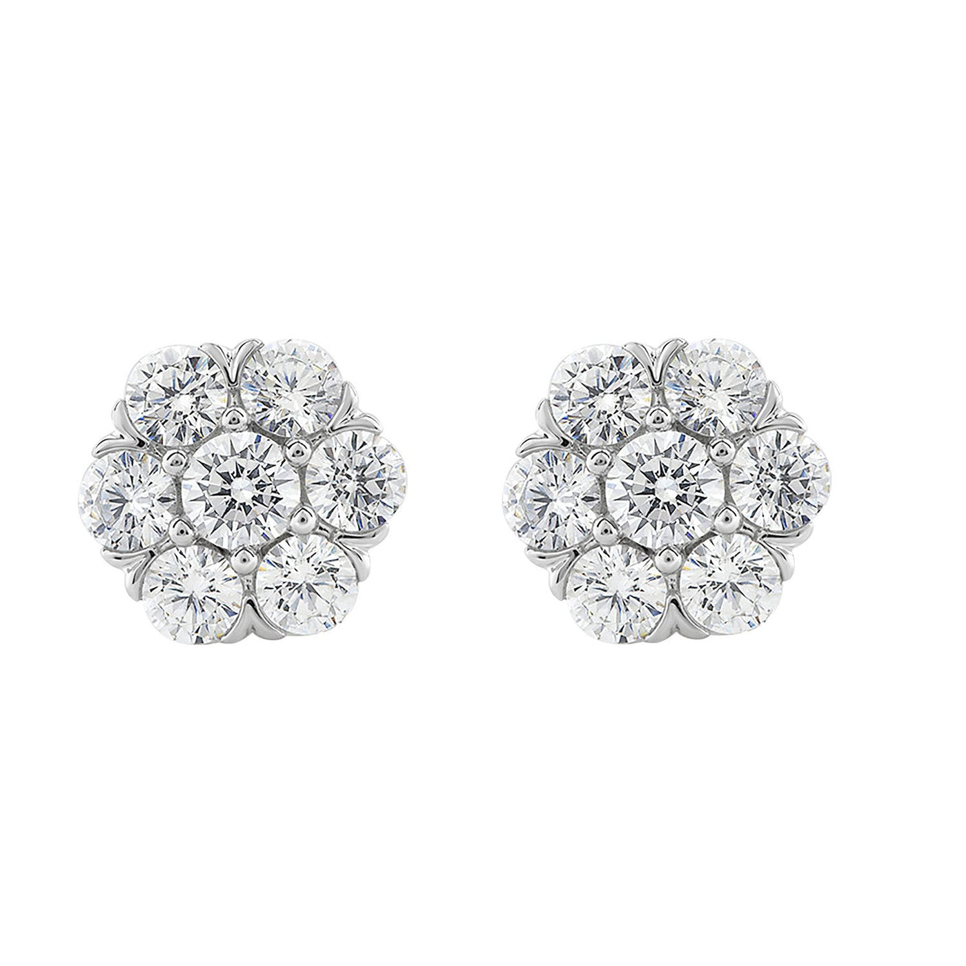 Clous d'oreilles en or blanc 18 carats avec diamants de 1,95 ct cultivés en laboratoire