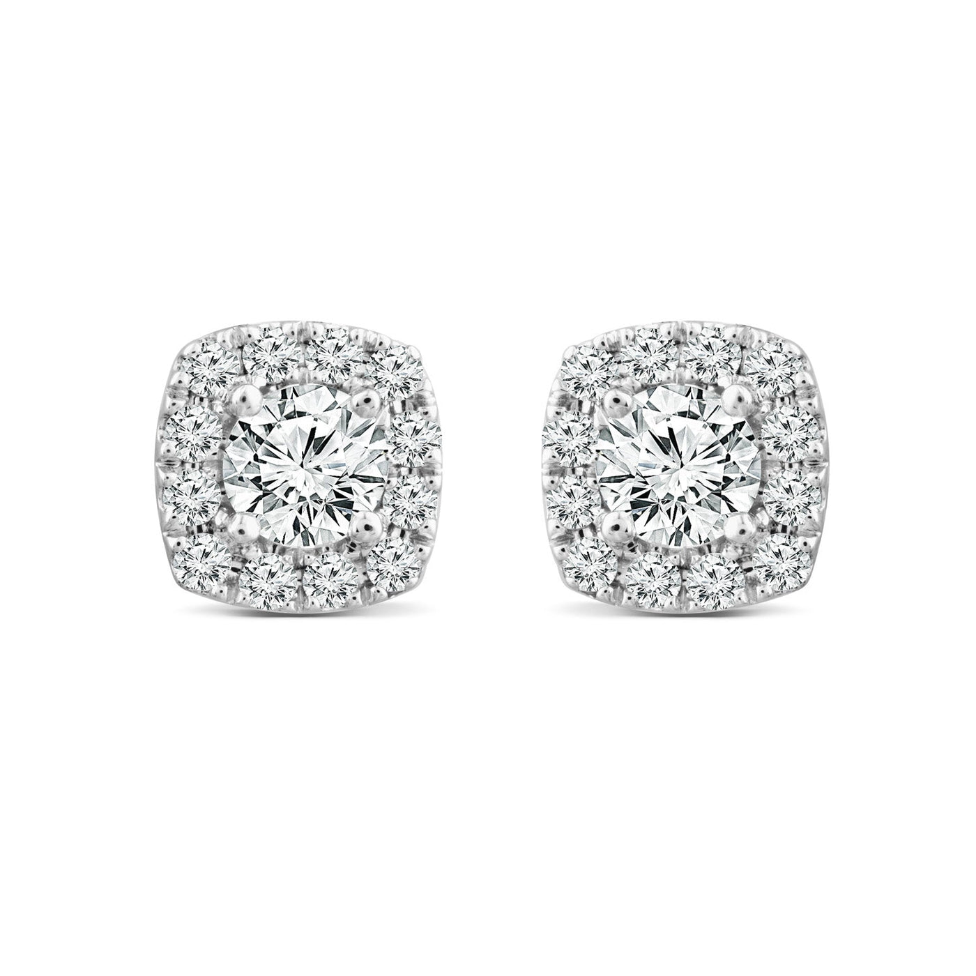 Boucles d'oreilles à tige en or blanc 18 carats avec diamants cultivés en laboratoire de 1,87 ct