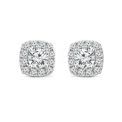 Boucles d'oreilles à tige en or blanc 18 carats avec diamants cultivés en laboratoire de 1,87 ct