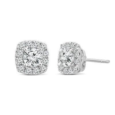 Boucles d'oreilles à tige en or blanc 18 carats avec diamants cultivés en laboratoire de 1,87 ct