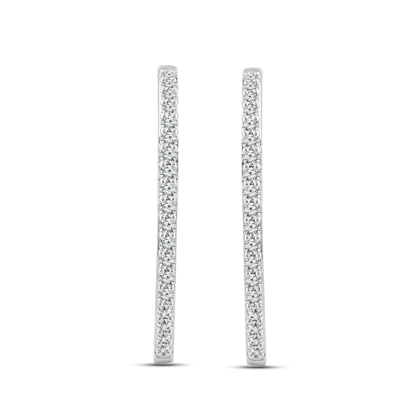 Boucles d'oreilles créoles en or blanc 18 carats avec diamants cultivés en laboratoire de 2,00 ct