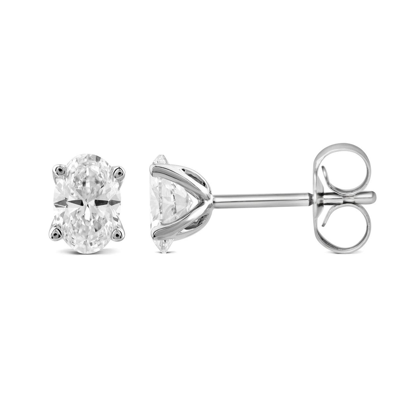 Clous d'oreilles en or blanc 18 carats avec diamants de 1,00 ct cultivés en laboratoire