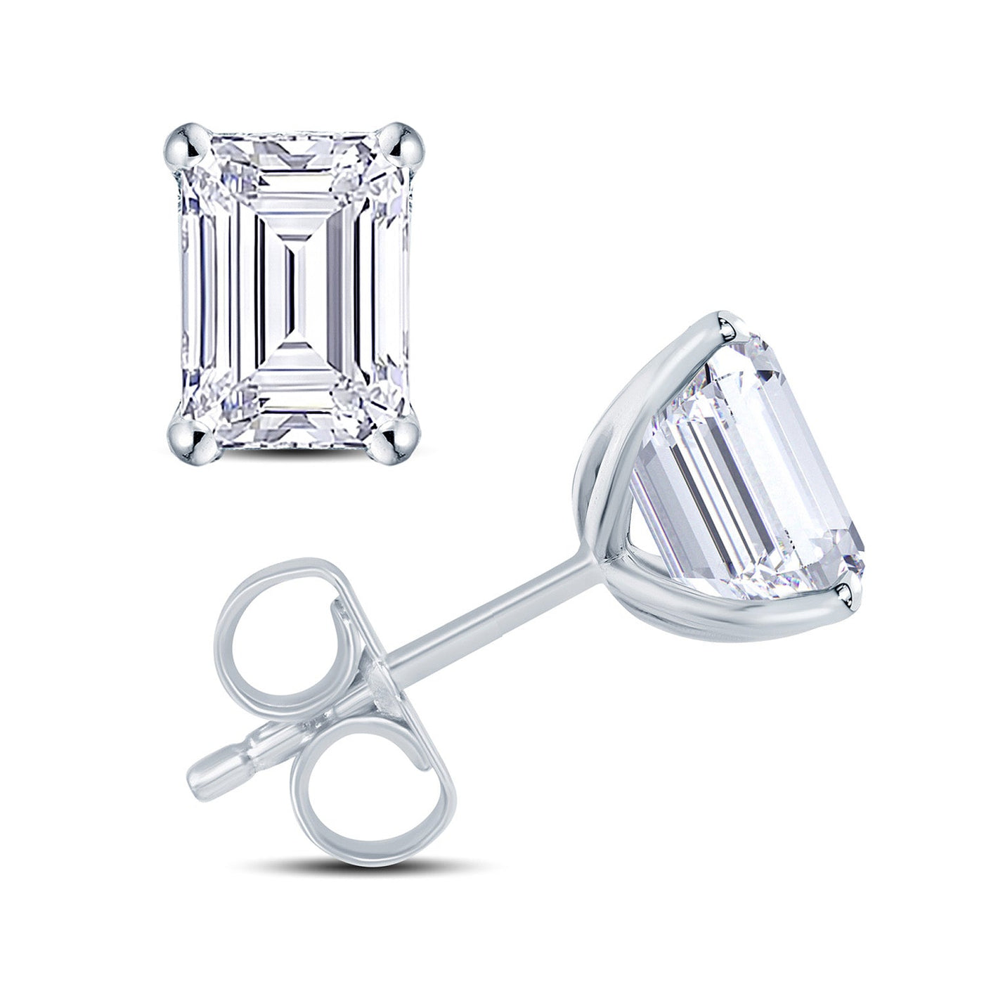 Clous d'oreilles en or blanc 18 carats avec diamants de 1,00 ct cultivés en laboratoire