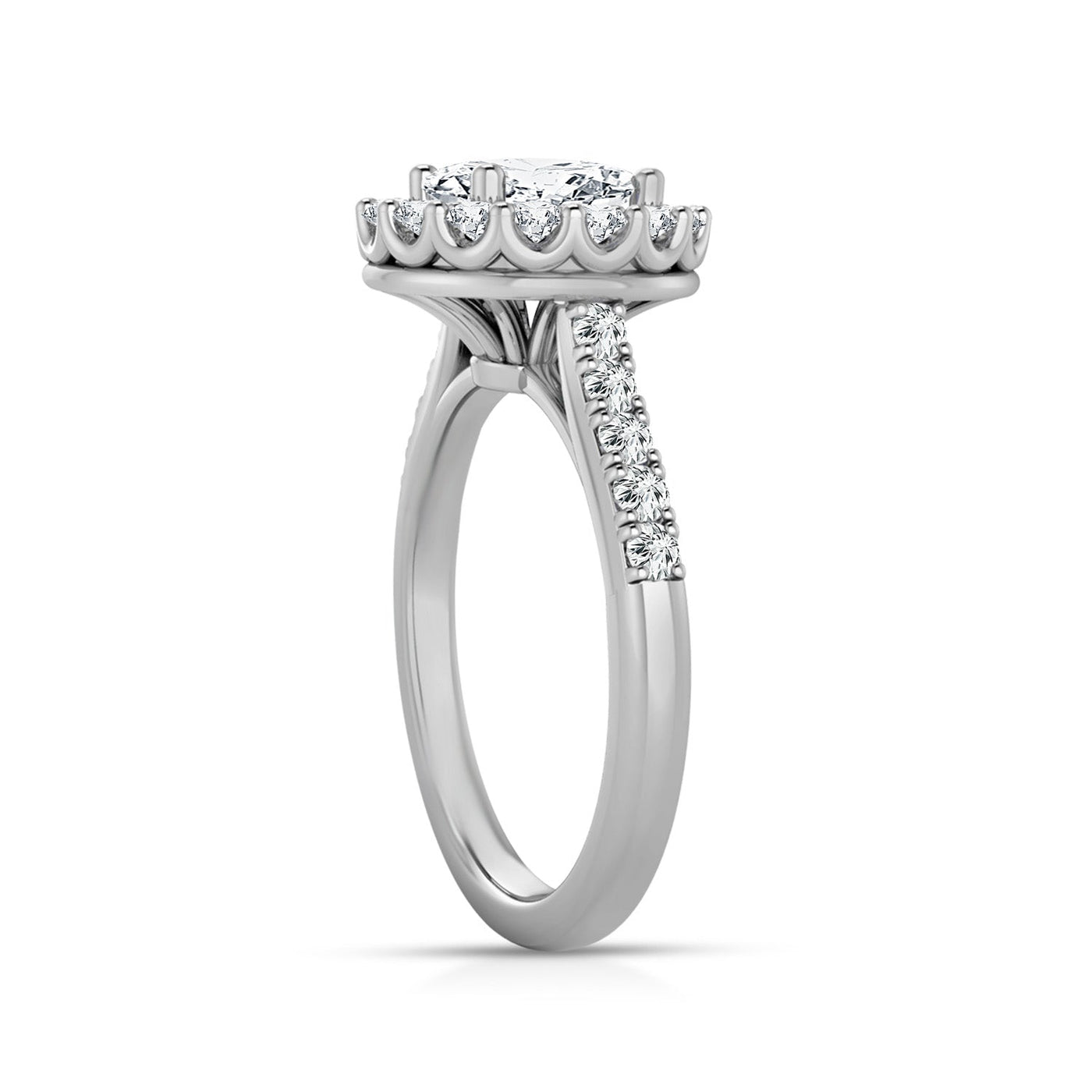 2.00ct Lab Grown Halo Diamond Ring in 18K White Gold