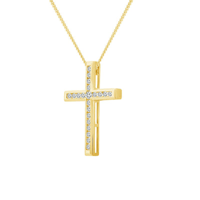 Diamond Cross Pendant with 0.50ct Diamonds in 9K Yellow Gold - PC-0172-Y