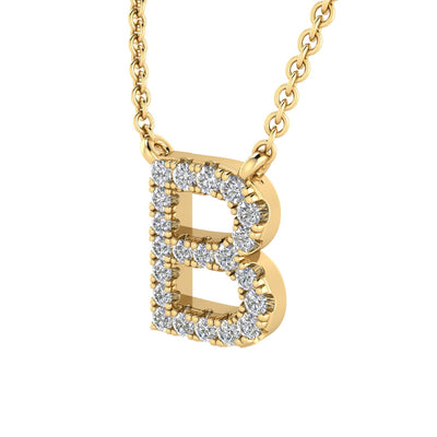 Collier avec initiale « B » et diamants de 0,09 ct en or jaune 9 carats - PF-6264-Y