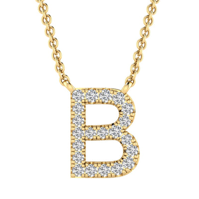 Collier avec initiale « B » et diamants de 0,09 ct en or jaune 9 carats - PF-6264-Y