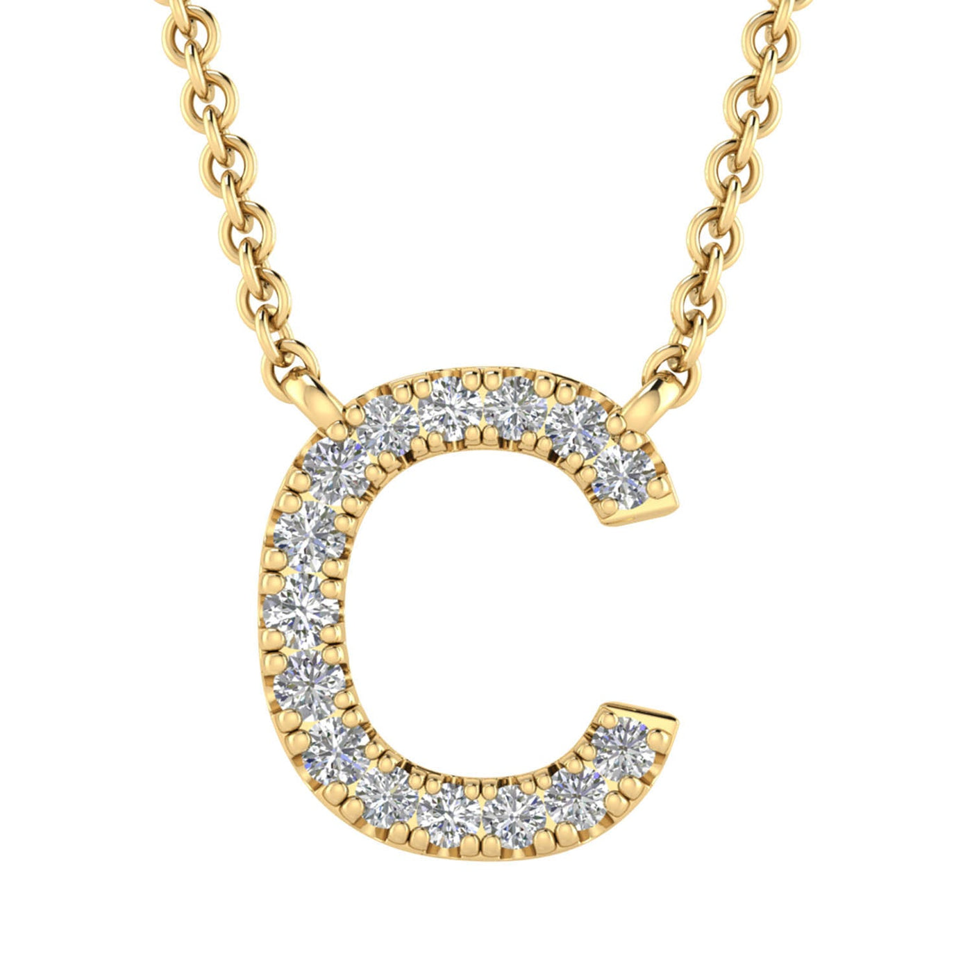 Collier avec initiale « C » et diamants de 0,06 ct en or jaune 9 carats - PF-6265-Y