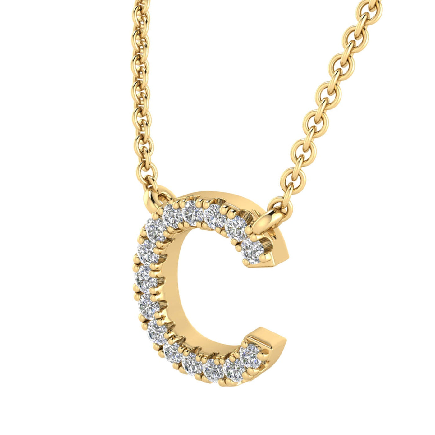 Collier avec initiale « C » et diamants de 0,06 ct en or jaune 9 carats - PF-6265-Y