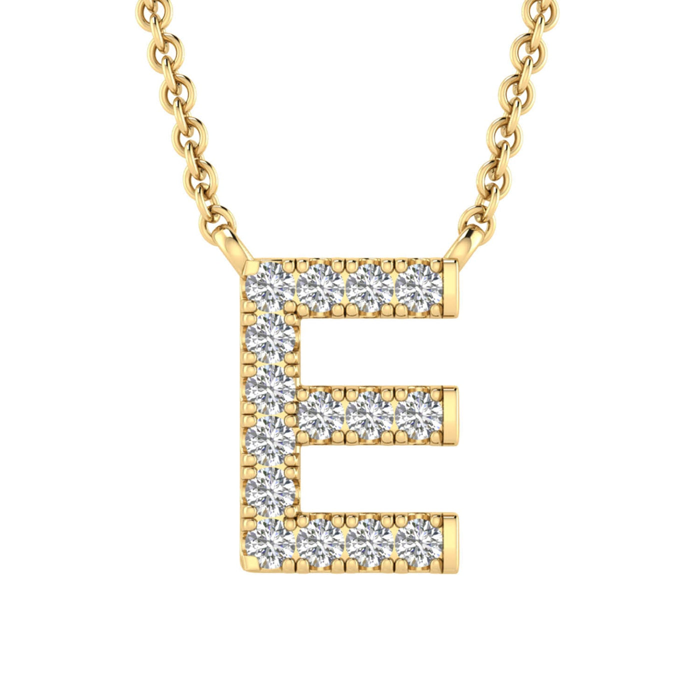 Collier avec initiale « E » et diamants de 0,09 ct en or jaune 9 carats - PF-6267-Y