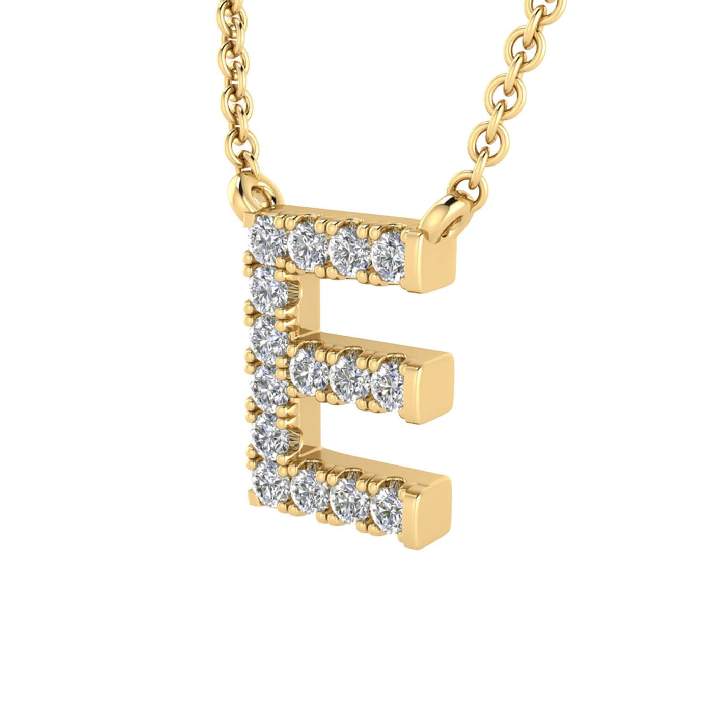 Collier avec initiale « E » et diamants de 0,09 ct en or jaune 9 carats - PF-6267-Y