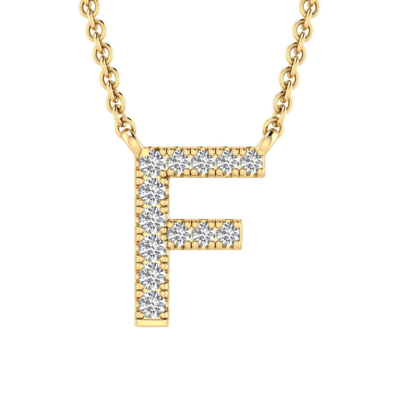 Collier avec initiale « F » et diamants de 0,06 ct en or jaune 9 carats - PF-6268-Y