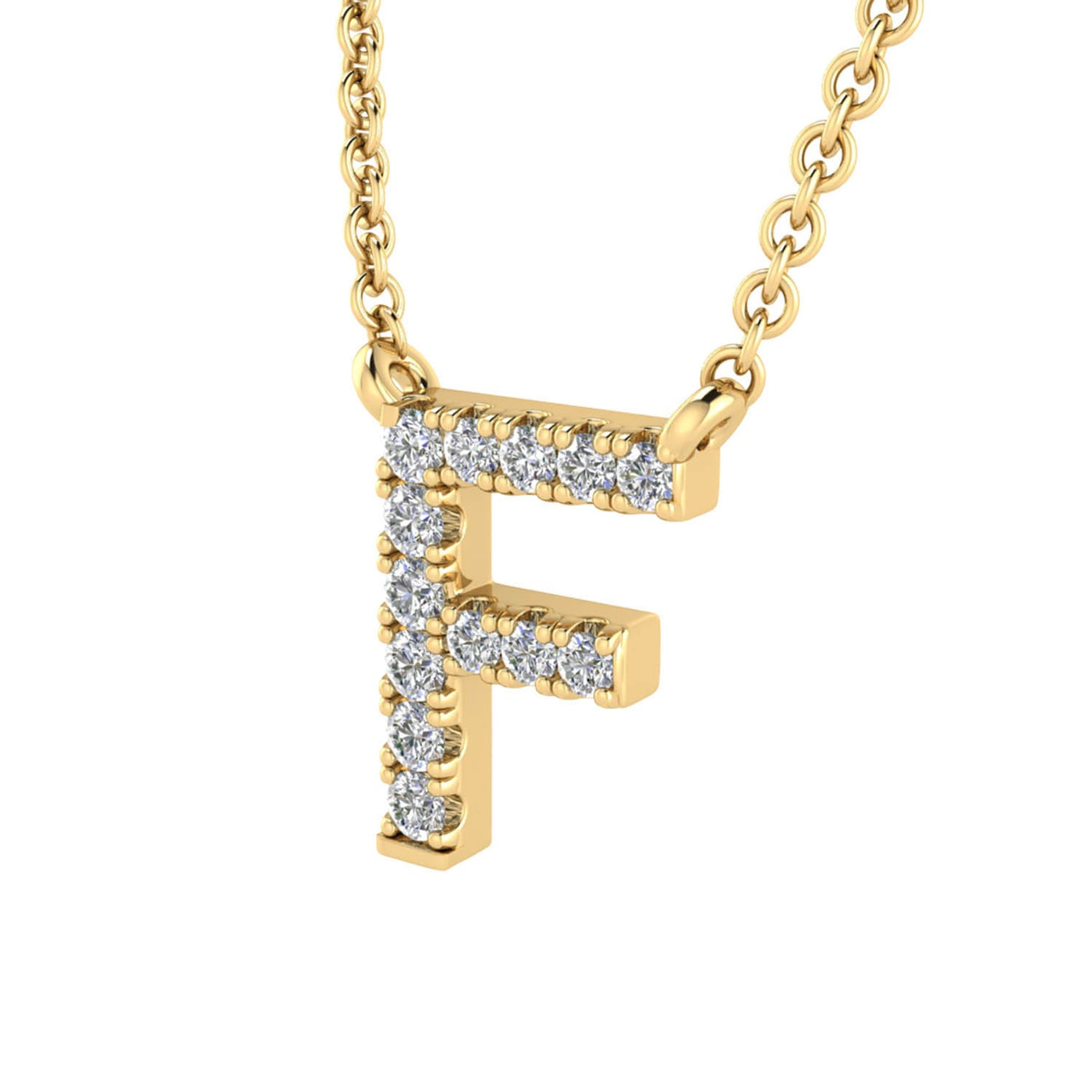 Collier avec initiale « F » et diamants de 0,06 ct en or jaune 9 carats - PF-6268-Y