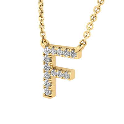 Collier avec initiale « F » et diamants de 0,06 ct en or jaune 9 carats - PF-6268-Y