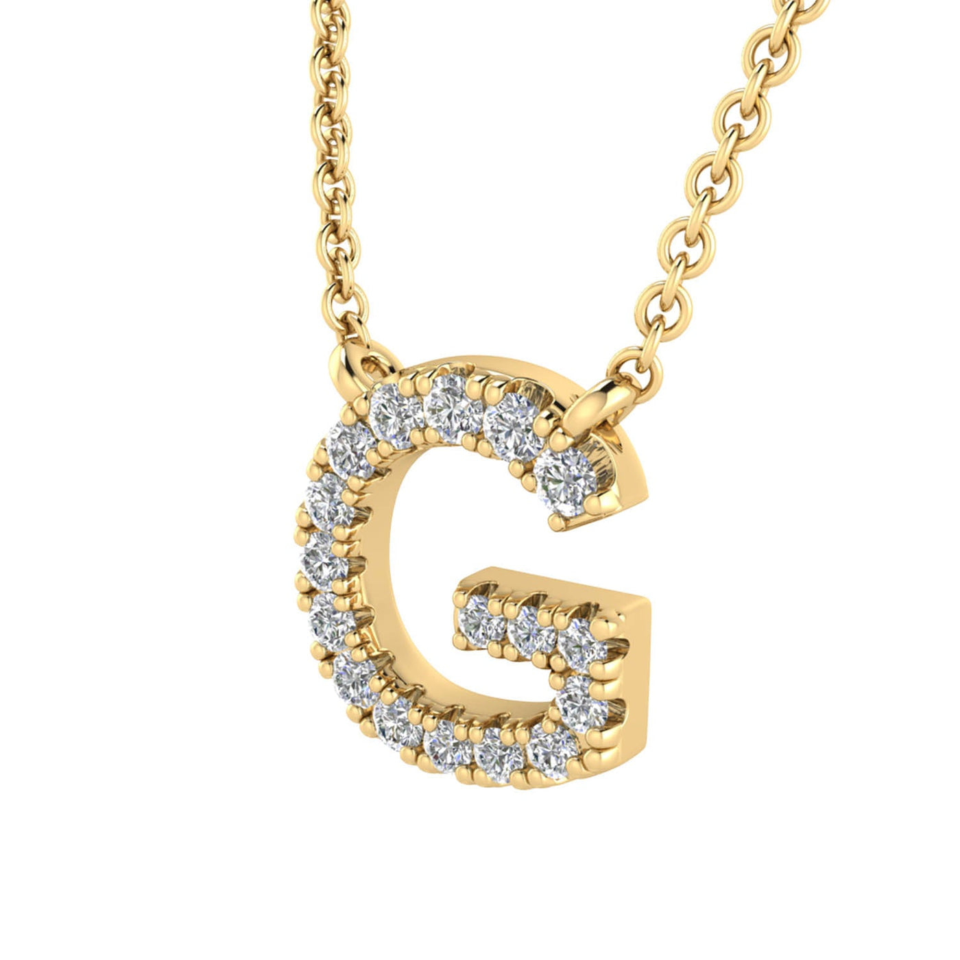 Collier avec initiale « G » et diamants de 0,09 ct en or jaune 9 carats - PF-6269-Y