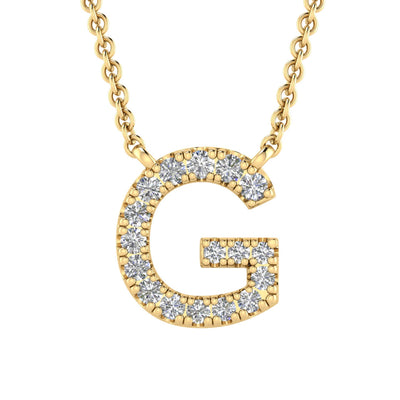 Collier avec initiale « G » et diamants de 0,09 ct en or jaune 9 carats - PF-6269-Y