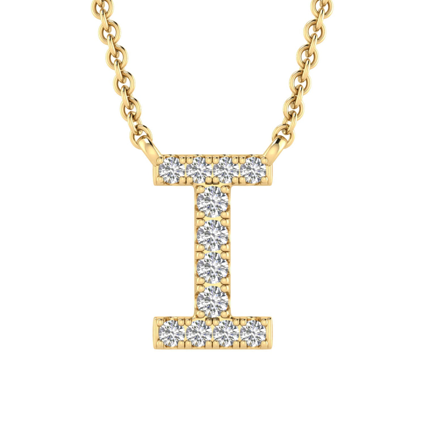 Collier avec initiale « I » et diamants de 0,06 ct en or jaune 9 carats - PF-6271-Y