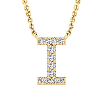 Collier avec initiale « I » et diamants de 0,06 ct en or jaune 9 carats - PF-6271-Y