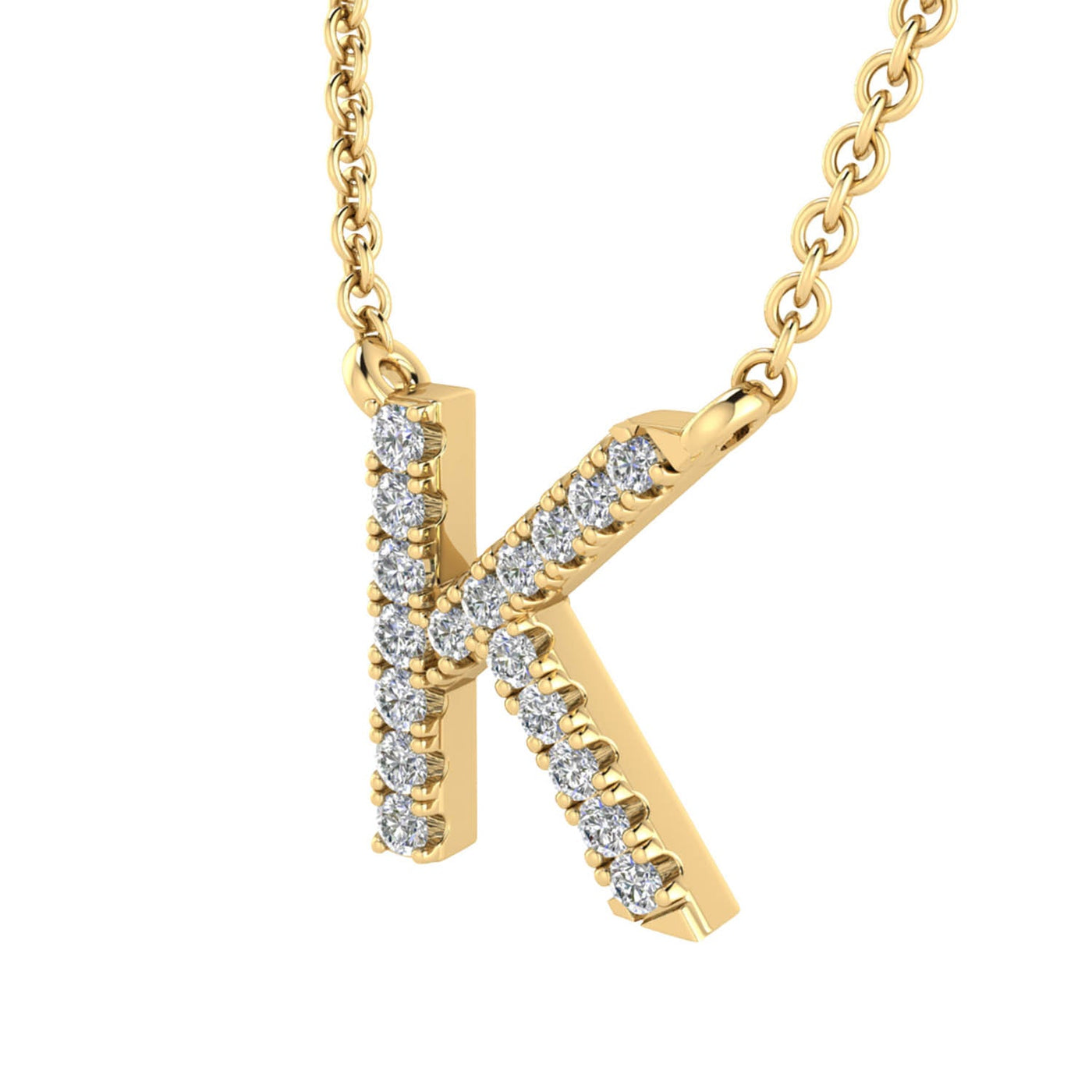 Collana con iniziale 'K' e diamanti da 0,06 ct in oro giallo 9K - PF-6273-Y