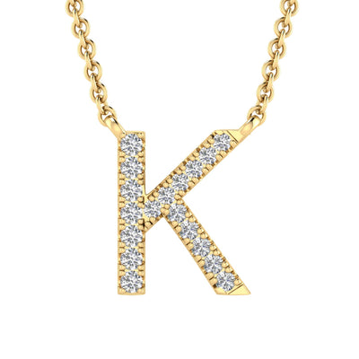 Collana con iniziale 'K' e diamanti da 0,06 ct in oro giallo 9K - PF-6273-Y