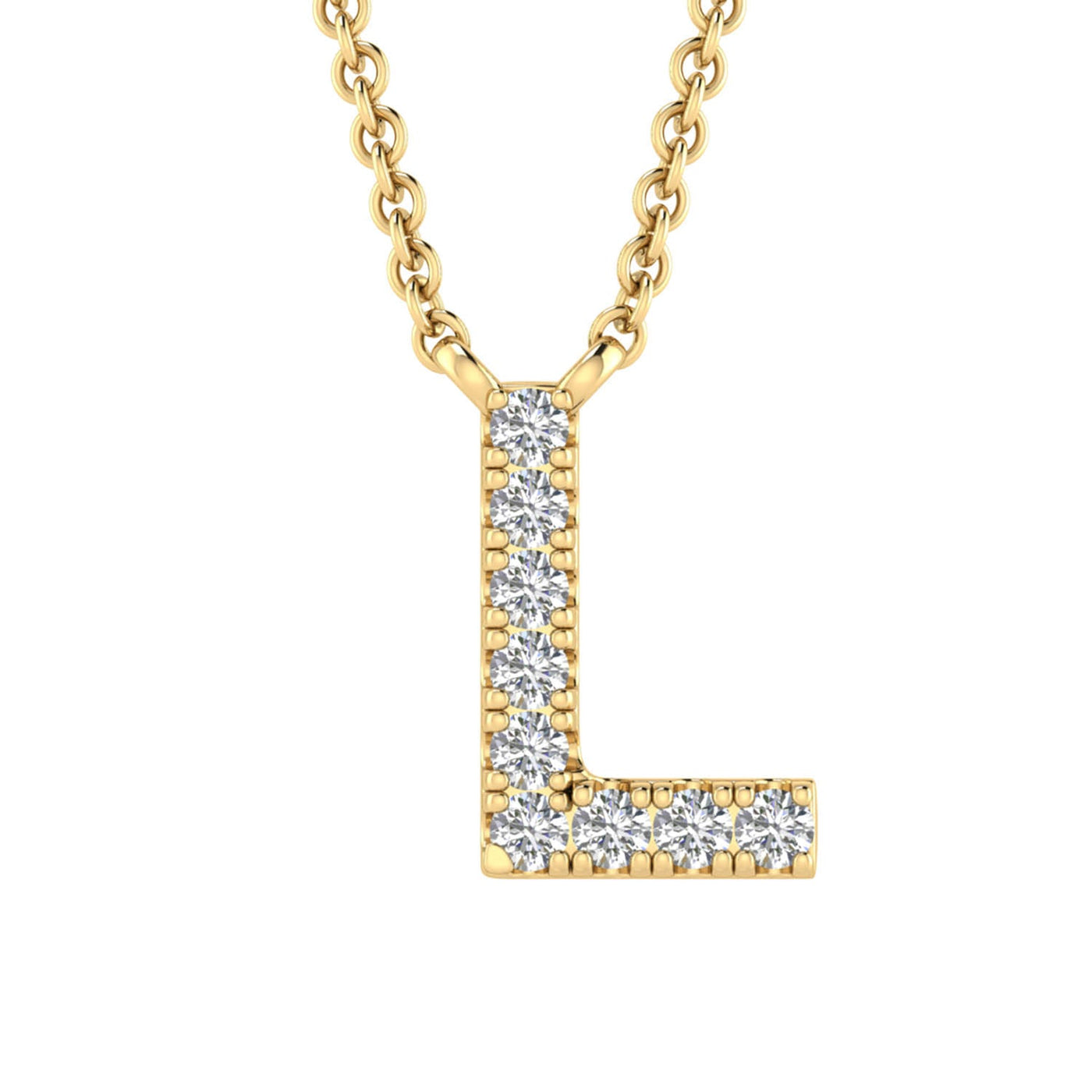 Collier avec initiale « L » et diamants de 0,06 ct en or jaune 9 carats - PF-6274-Y