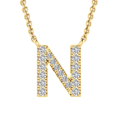 Collier avec initiale « N » et diamants de 0,09 ct en or jaune 9 carats - PF-6276-Y