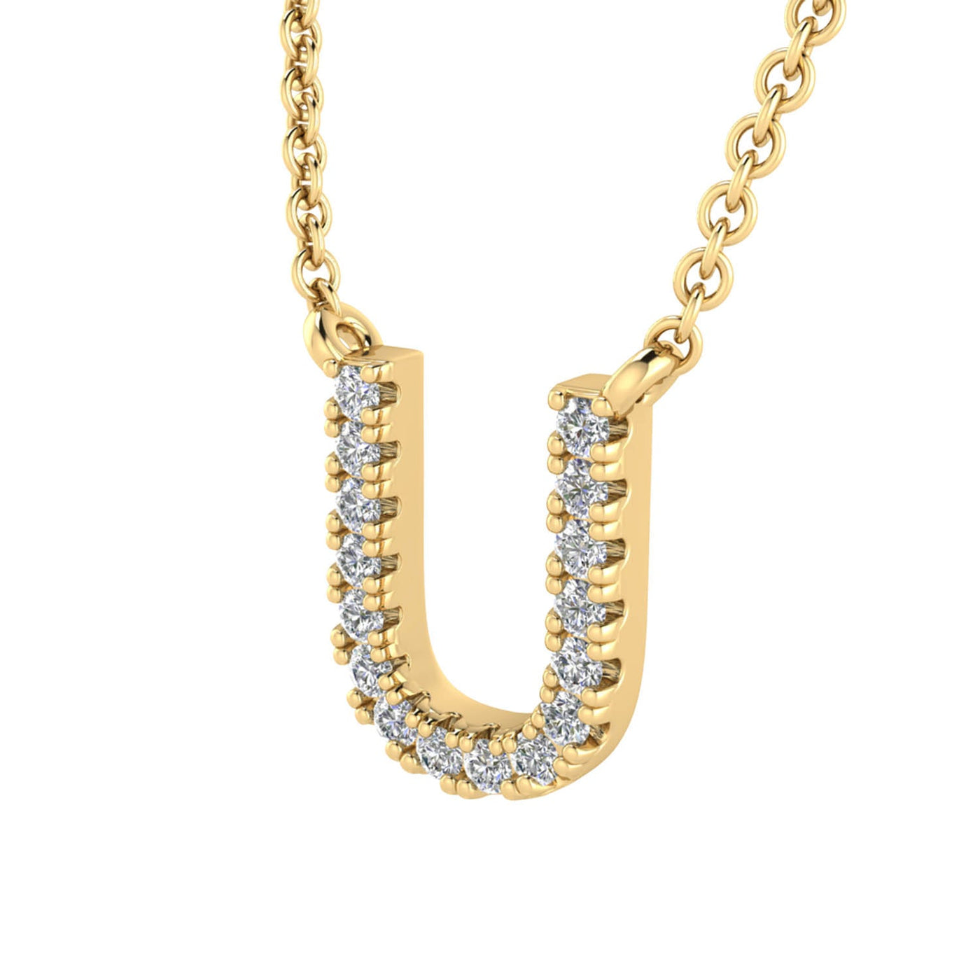 Collier avec initiale « U » et diamants de 0,06 ct en or jaune 9 carats - PF-6283-Y