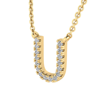 Collier avec initiale « U » et diamants de 0,06 ct en or jaune 9 carats - PF-6283-Y