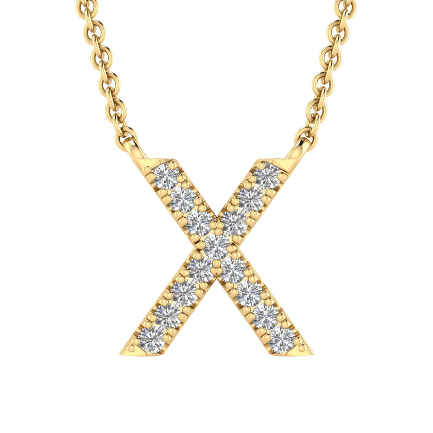 Collier avec initiale « X » et diamants de 0,06 ct en or jaune 9 carats - PF-6286-Y