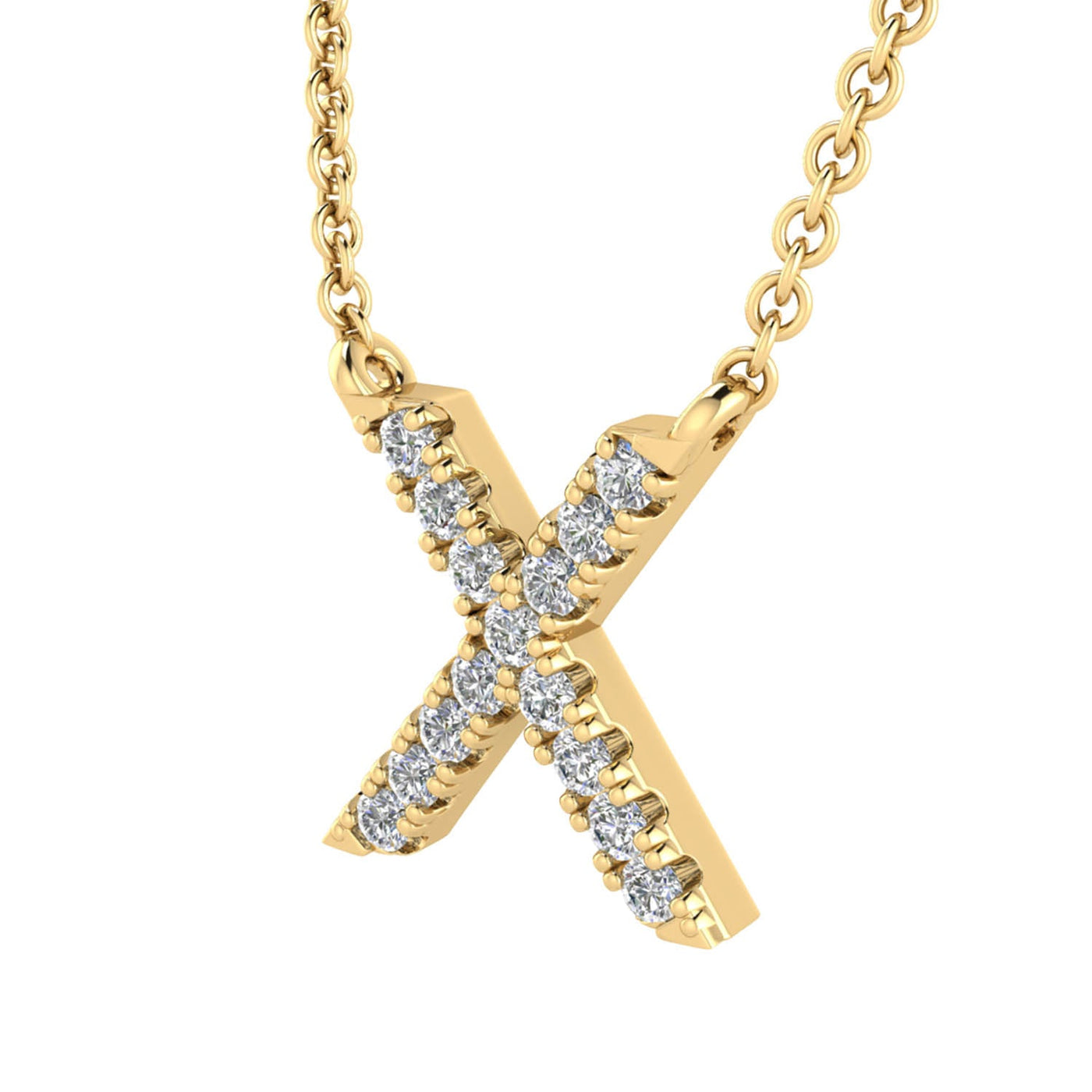 Collier avec initiale « X » et diamants de 0,06 ct en or jaune 9 carats - PF-6286-Y