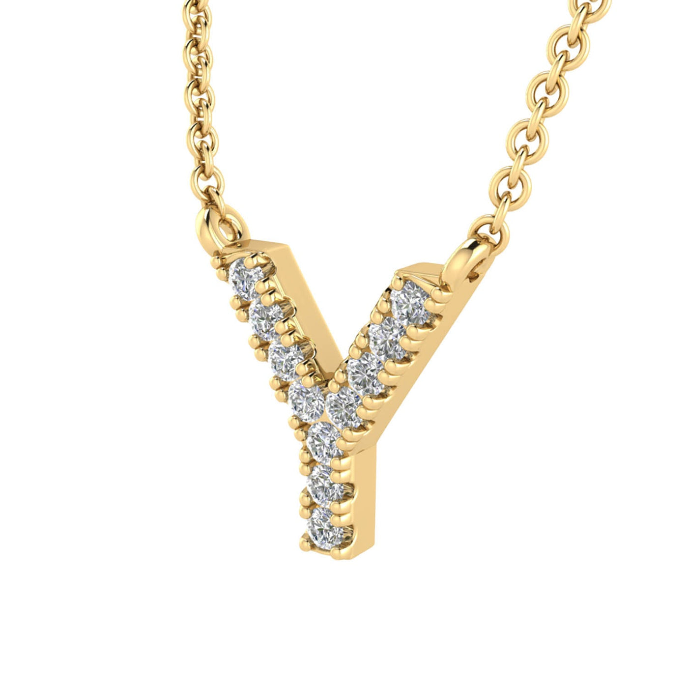 Collier avec initiale « Y » et diamants de 0,06 ct en or jaune 9 carats - PF-6287-Y