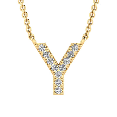 Collier avec initiale « Y » et diamants de 0,06 ct en or jaune 9 carats - PF-6287-Y