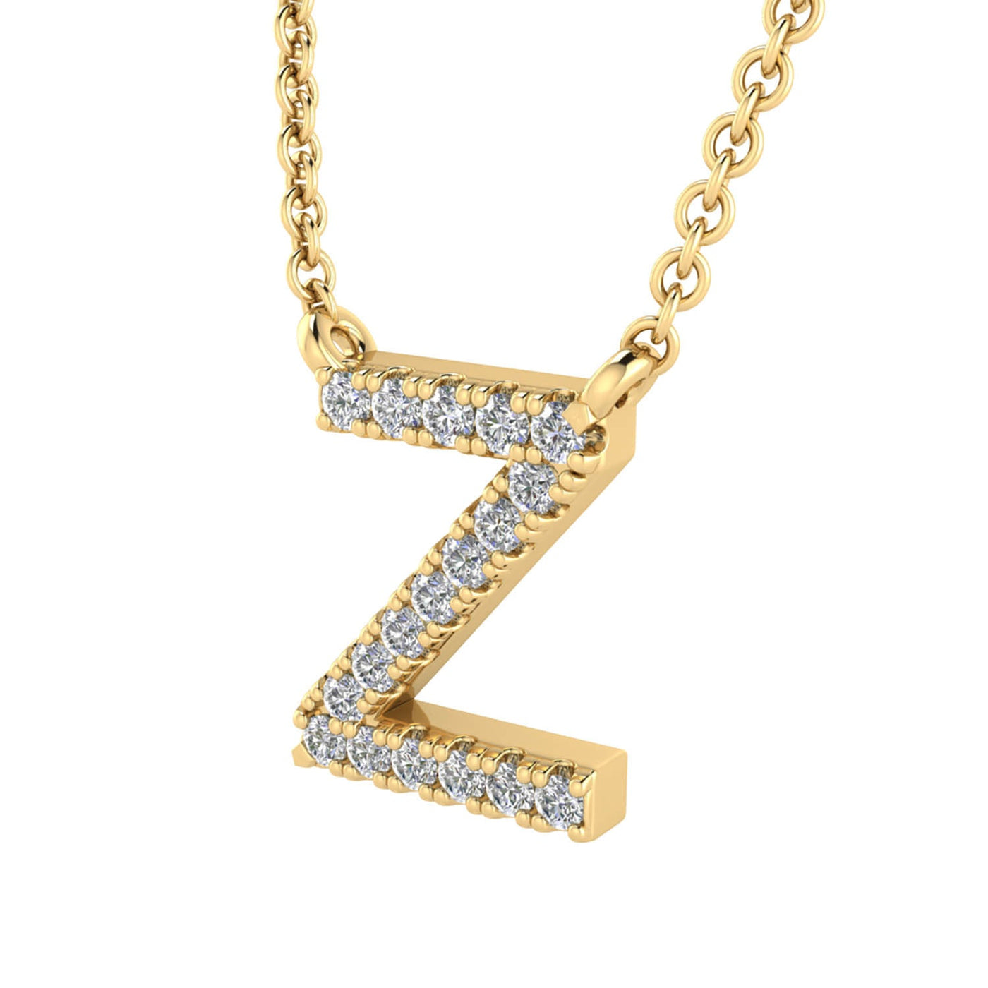 Collier avec initiale « Z » et diamants de 0,06 ct en or jaune 9 carats - PF-6288-Y