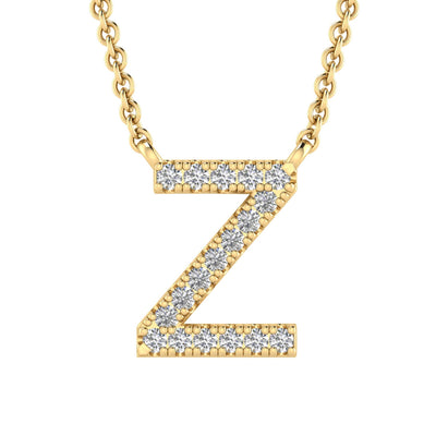 Collier avec initiale « Z » et diamants de 0,06 ct en or jaune 9 carats - PF-6288-Y