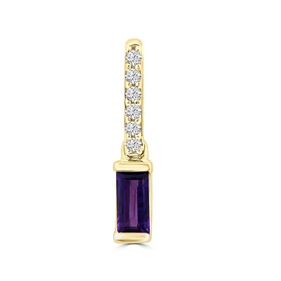 0.04ct HI I1 Diamond & Amethyst Pendant in 9K Yellow Gold