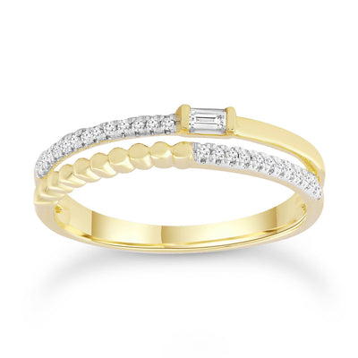 Bague en or jaune 9 carats avec diamants de 0,10 ct