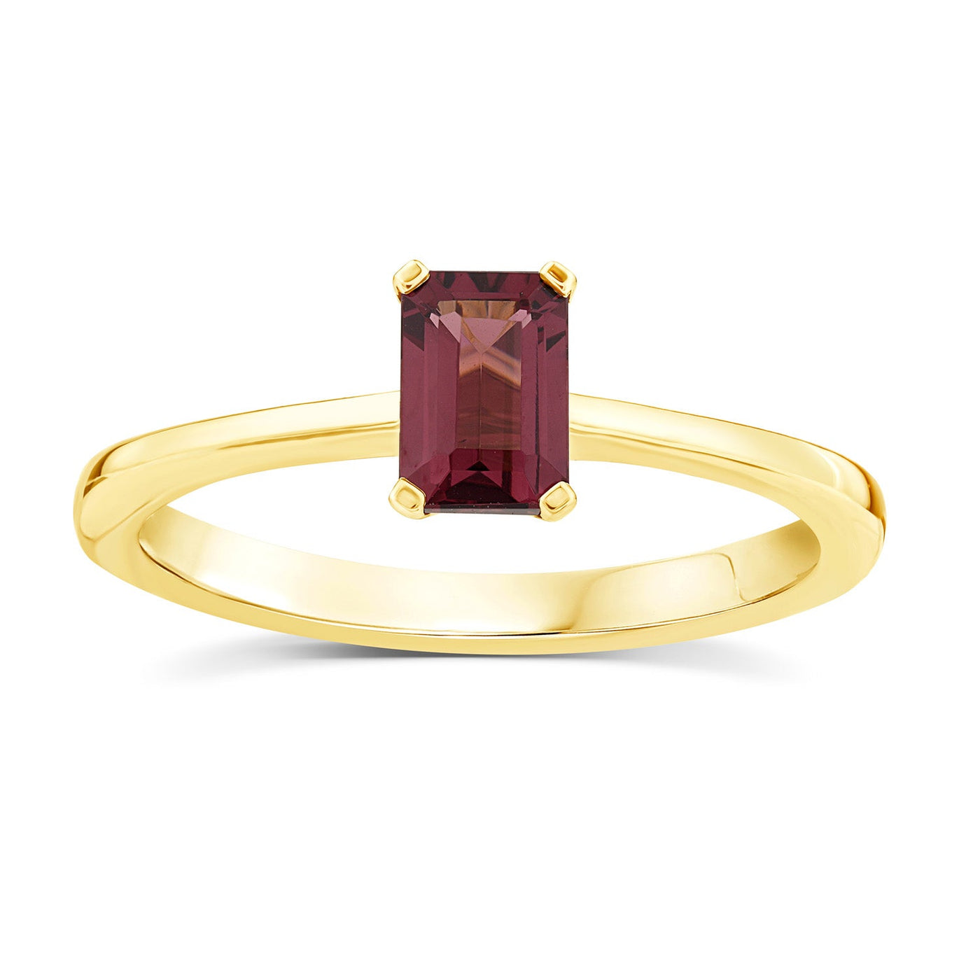 Bague en or jaune 9 carats avec grenat rhodolite