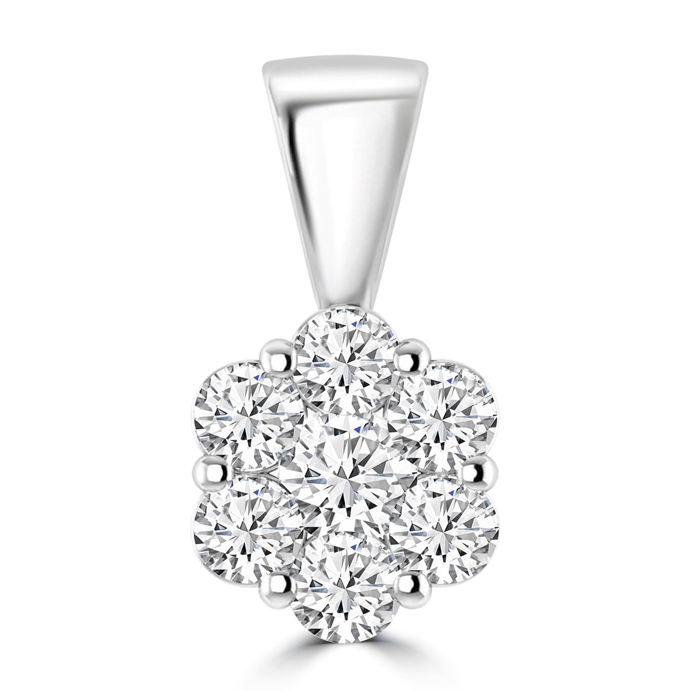 Cluster Diamond Pendant with 0.25ct Diamonds in 9K White Gold - RJ9WPCLUS25GH