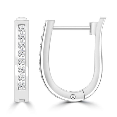 Diamond Huggie Earrings with 0.25ct Diamonds in 9K White Gold - RJO9WHUG25GH