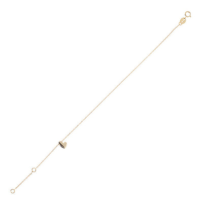 9K Yellow Gold Drop Heart Bracelet 19cm