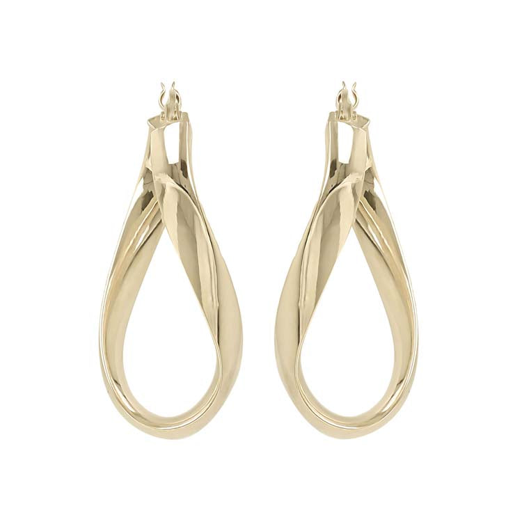 9K Yellow Gold Twisted Hoop Earrings